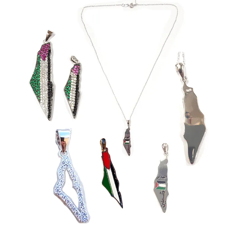 custom cheap palestine flag necklace badge enamel pins palestinian dress pendant Travel souvenir metal handicrafts