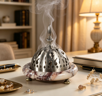 Brûleur d'encens de luxe en marbre, pierre Viola, Mabkhara Bakhoor pour table, Ramadan, Aïd, maison arabe, festival, cadeau, décoration