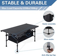 Table de camping pliable en aluminium avec sac de transport pour pique-nique en plein air, barbecue dans la cour, terrasse