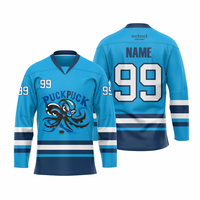 Jersey Hoki Es Sublimasi Profesional OEM Kustom untuk Tim, Pakaian Luar untuk Latihan Hoki Es dan Kompetisi Resmi