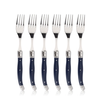 Moderne Franse stijl Laguiole vorkenset van 6-delig roestvrij staal, spiegelglanzend, elegante dessert- en fruitvorken, cadeauverpakking, weggeefartikelen