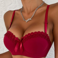 Nouveau Soutien-Gorge à Broderie de Logo Personnalisé avec Nœud 2025 pour Femme, Armature, Dentelle Sexy, Push-Up, Lingerie pour Jeune Fille