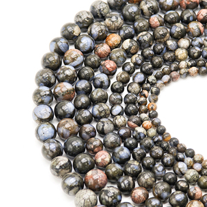 Perles rondes en pierre précieuse naturelle de haute qualité, bleu pailleté, modèle 0062, <span class=keywords><strong>Glaucophane</strong></span>, pour la fabrication de bijoux et de bracelets - Product Image 5