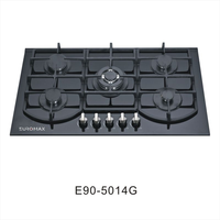Table de cuisson à gaz encastrable OEM/ODM pour GPL/GN, 5 brûleurs, cuisinière à gaz en verre trempé pour cuisine domestique
