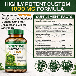 Integratore di Enzimi Digestivi Potenziato con Prebiotici, Supporto per l'Intestino e il Sistema Digestivo, Capsule Rigide Prebiotiche - Product Image 3