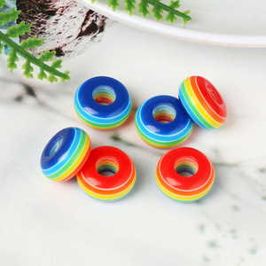 Perles entretoises rondes en résine plastique à grand trou, coloris arc-en-ciel, pour la création de bijoux DIY, bracelets, colliers et travaux manuels. - Product Image 4