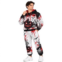 Ensemble de survêtement Halloween pour homme, sweat à capuche graphique oversize et pantalon de jogging, en polaire, streetwear, vêtements de sport décontractés d'hiver