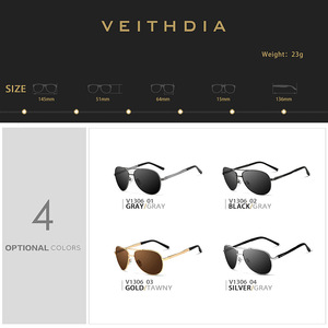 Veithdia Men's Polarized Aviator Sunglasses UV400 Aluminum Magnesium <b>Frame</b> TAC Lens Type 3 Protection - Product Image 4
