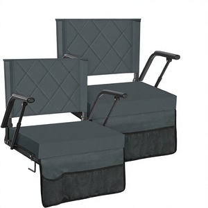 Chaise de camping pliable en aluminium, tabouret portable d'extérieur avec dossier et poche latérale pour la randonnée, le pique-nique, le stade - Product Image 3