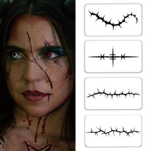 Visage d'Halloween Fausses Cicatrices Tatouages Temporaires Réalistes Usage Unique Peau Imperméable FX Sûr pour le <span class=keywords><strong>Maquillage</strong></span> d'<span class=keywords><strong>Horreur</strong></span> - Product Image 2