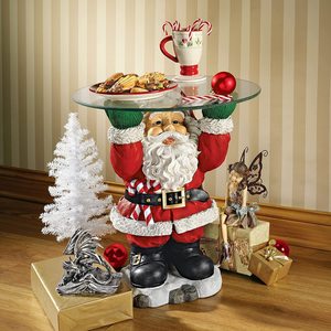 Support à collations en forme de sapin de Noël à 2 niveaux, en résine durable, support à desserts Père Noël 30x30x30cm pour la décoration de table festive des fêtes - Product Image 2