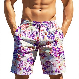 <b>Men's</b> Floral Print Board Shorts Mid Waist Drawstring Quick Dry Casual Swim <b>Trunks</b> - Product Image 1