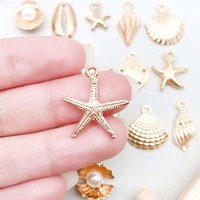 Breloques en gros thème océan en zinc et fer, assortiment de pendentifs étoiles de mer, coquillages et conques émaillés pour bijoux faits main DIY