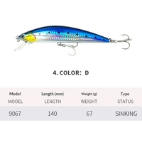 Umpan Buatan Mino 140mm/67g, Kail Baja Anti Karat, Jarak Jauh, Memancing Laut Dalam, Trolling, Spanish