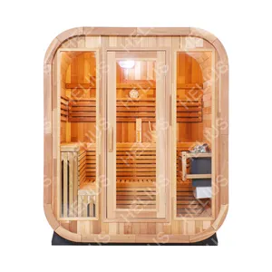Outdoor red cedar sauna room cube steam sauna room with 6KW electric heater