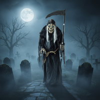 Décoration d'Halloween effrayante avec Grim Reaper à détection de mouvement et action inclinable animée pour maison hantée en extérieur