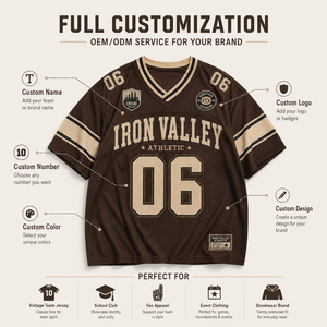 Custom Vintage American Football Jersey Oversized Heritage Style Printed Short Breathable Comfortable Streetwear <b>Fan</b> Apparel - Product Image 6