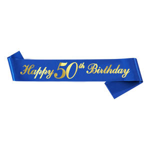 وشاح عيد ميلاد سعيد باللون الأزرق الملكي مع حروف ذهبية لتزيين حفلات أعياد ميلاد الرجال ومستلزمات الهدايا - Product Image 5