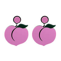 Populaire japonais et coréen mode bijoux avocat aubergine cerise pastèque fraise rose pêche fruits marguerite acrylique boucle d'oreille