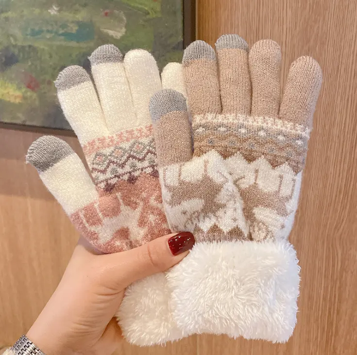 منتجات ترويجية الشتاء Gloveses مخصص رشاقته أفخم خمسة إصبع محبوك لطيف Gloveses للفتيات