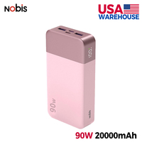 NOBIS Original 20000mAh Affichage LED 90W USB-C Pd Charge rapide Batterie au lithium polymère Chargeur portable fin Banque d'alimentation pour ordinateur portable