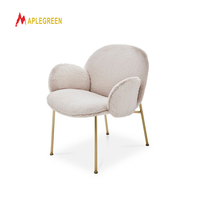 Fauteuil d'hôtel moderne de luxe en sherpa, pieds en métal, rembourré, fauteuil commercial, mobilier d'hôtellerie personnalisé, fabricant chinois