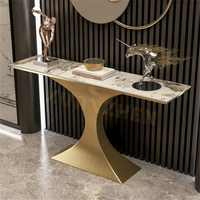 Table console moderne en acier inoxydable Xuanzhen avec plateau en pierre frittée pour salon et entrée
