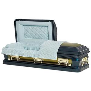 Ataúd Americano de Metal, Acero de Calibre 20, Calidad Premium, Suministros Funerarios de China, Acabado <span class=keywords><strong>Azul</strong></span> Marino, Asa de Ataúd con Interior de <span class=keywords><strong>Terciopelo</strong></span> <span class=keywords><strong>Azul</strong></span> - Product Image 5