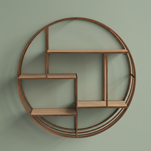 Minimalist Round Wall Mounted Wooden <b>Shelf</b> With Four Layers For Living Room Storage Organization - I H C - Product Image 3