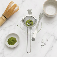 Outil à matcha personnalisé en acier inoxydable 304, design lapin mignon, passoire à thé, accessoires pour le thé et le café, tamis à matcha