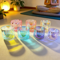 Juego de Cuencos Cantores de Cristal Alquímico de Cuarzo de Color Pastel para Baño de Sonido Curativo y Meditación, Directo de Fábrica HF