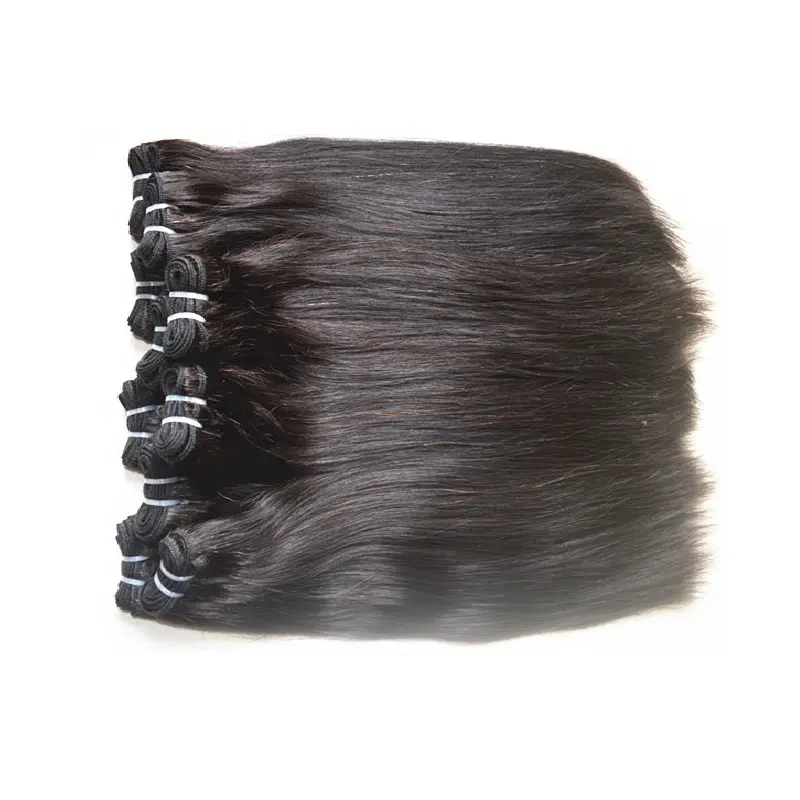 El mejor cabello para mujeres negras, extensiones de cabello humano virgen de calidad de cutícula con tejidos rectos de doble dibujado