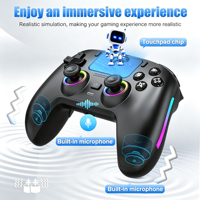 Manette de jeu rechargeable 1000 mAh RGB avec pavé tactile, programmation de macros, coque magnétique, 6 axes, turbo et double moteur de vibration pour P5