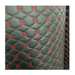 Pelle sintetica trapuntata in PVC trapuntato con ricamo per tappetini auto/seggiolino auto/divano/tappezzeria