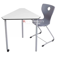 Bureau d'étude en bois semi-circulaire pliable et durable pour salle de classe, modèle SF-18FK, pour élèves de 3 à 5 ans