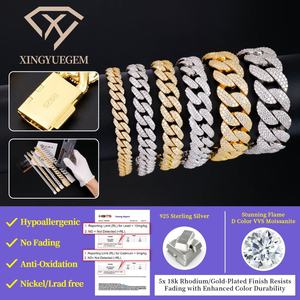 High Quality <b>Men</b> Miami 8 10 12 14 18 20mm White/Yellow Gold Plated 925 <b>Silver</b> Iced Vvs Mossanite Cuban Link <b>Bracelet</b> Gift - Product Image 2