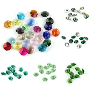Cheap exquisite octagon 2 holes lampwork decorative crystal beads for jewelry making