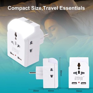 Winning Star Universal Travel <b>Adapter</b> 2 USB Ports European Standard <b>Plug</b> Conversion With Safety Door For International Use - Product Image 2