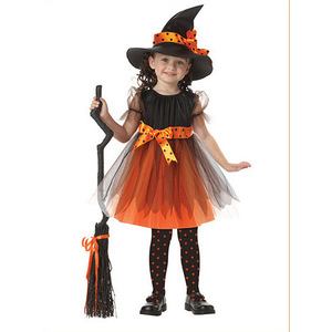 Haowu Apparel Disfraz de bruja para niñas, disfraz de Halloween con sombrero, escoba, falda de tul, traje de cosplay - Product Image 1