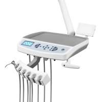 Fauteuil dentaire Foshan Medical Supply Charming avec plateau d'instruments intégré, lampe LED à capteur de luxe, équipement dentaire