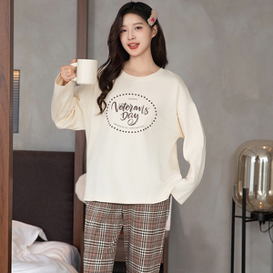 LONGD 여성용 긴팔 파자마: <span class=keywords><strong>CVC</strong></span> 혼방 원단, 수분 흡수, 속건, 통기성, 편안함, 캐주얼 - Product Image 1