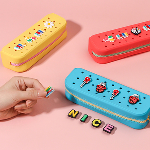 ODM&OEM Custom Casual Korean Style Silicone Pencil Case DIY Creativity Hole Punch Design Student Stationery Storage <b>Bag</b> - Product Image 2