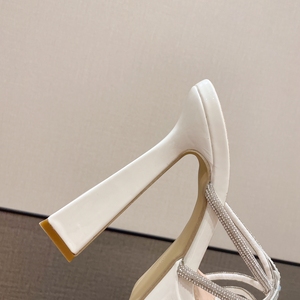 Sandales d'été pour femmes, nouvelle mode, à bout ouvert, avec strass, talon haut, plateforme épaisse, en maille, pour pantoufles - Product Image 5