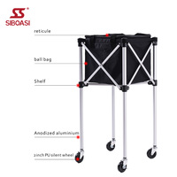 Chariot de transport pliable en acier inoxydable pour balles de volley-ball de football avec sac de transport et roues