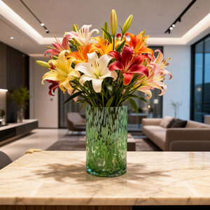 <span class=keywords><strong>Vaso</strong></span> in <span class=keywords><strong>Vetro</strong></span> Soffiato a Mano con Coriandoli, <span class=keywords><strong>Vaso</strong></span> Creativo Colorato Maculato per Decorazione Casa - Product Image 2