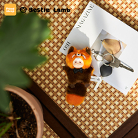 Porte-clés en peluche série Friendsheep Lucky Big Tail, pendentif animal à longue queue, breloque de sac, jouet fait main, renard rose