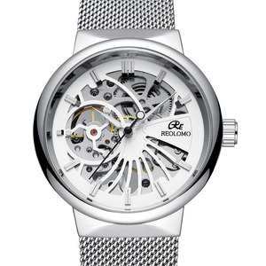 <span class=keywords><strong>Montre</strong></span> mécanique Gutuo pour homme en acier inoxydable, bracelet maille milanaise, fond ajouré, à <span class=keywords><strong>remontage</strong></span> <span class=keywords><strong>manuel</strong></span>, cadran à aiguilles, modèle tendance et best-seller - Product Image 3