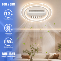 Ventilateur de plafond intelligent sans pales moderne avec éclairage LED, moteur DC et commande par télécommande/application/voix pour maisons, bureaux et hôtels