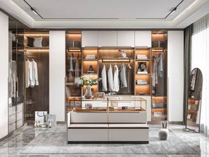 ตู้เสื้อผ้าแบบเปิดประตูกระจกตู้เสื้อผ้าแบบหรูหราน้ำหนักเบามีเมลามีนอลู<span class=keywords><strong>มิ</strong></span><span class=keywords><strong>เนียม</strong></span>อัลลอยด์เฟอร์นิเจอร์ - Product Image 1