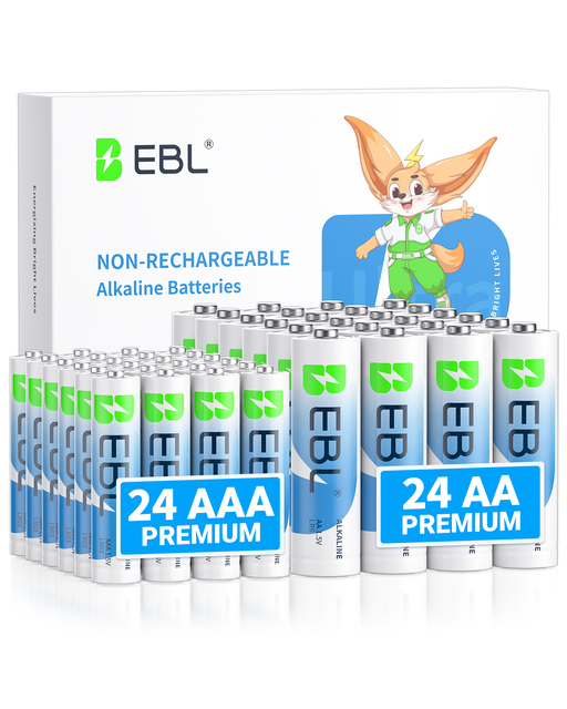 EBL 48 Counts AA and AAA Batteries Combo Pack High Capacity 1.5V High Performance Alkaline Battery with Longer Year Shelf Life